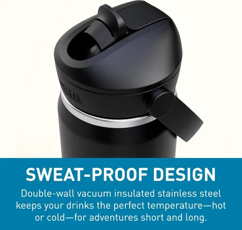 Miniatura 6 de CamelBak - Thrive - Botella de agua con tapa y pajilla, 20 onzas - Aislante de acero inoxidable, color negro