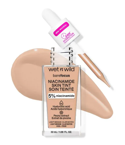 Miniatura 21 de wet n wild Bare Focus Tinte para la Piel, Enriquecido con 5% Niacinamida, Cobertura Ligera Transparente Modulable, Acabado Radiante Natural, Claro