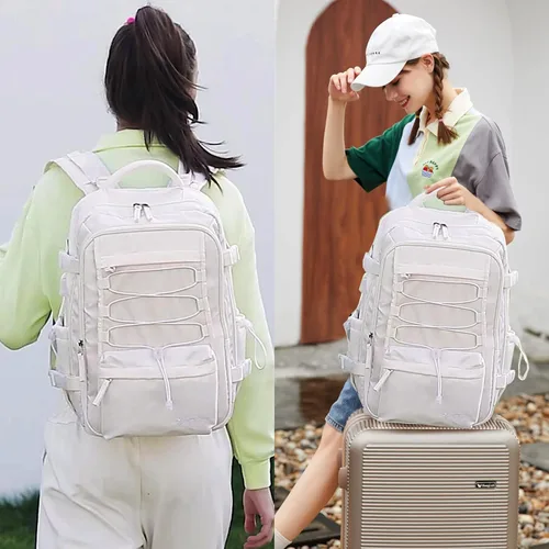 Miniatura 6 de Mochila de viaje AO ALI VICTORY para mujeres y hombres, mochila para portátil de 15.6 pulgadas, mochila grande para universidad, Blanco, 15,6 pulg.