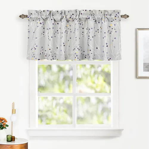 Miniatura 7 de DriftAway Harper Ink - Cortina de ventana con patrón floral para sala de estar, dormitorio, comedor, bolsillo para cortinero, 52 x 18 pulgadas, más