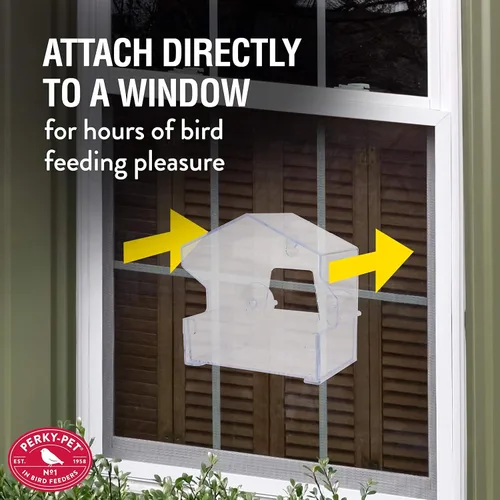 Miniatura 3 de Perky-Pet Comedero transparente para pájaros con ventosas fuertes, capacidad de semilla de 1/2 libra, Perky Pet 345, entretenida alimentación