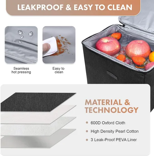 Miniatura 3 de Hielera suave con ruedas – Doble capa con bolsa de almuerzo plegable enfriador, grandes bolsas de hielo portátiles extraíbles a prueba de fugas