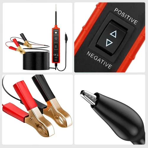 Miniatura 4 de Probador de circuito de potencia automotriz con cable de prueba de 16 pies, probador de luz LED de 6 a 24 V CC, probador de fusibles, bolígrafo