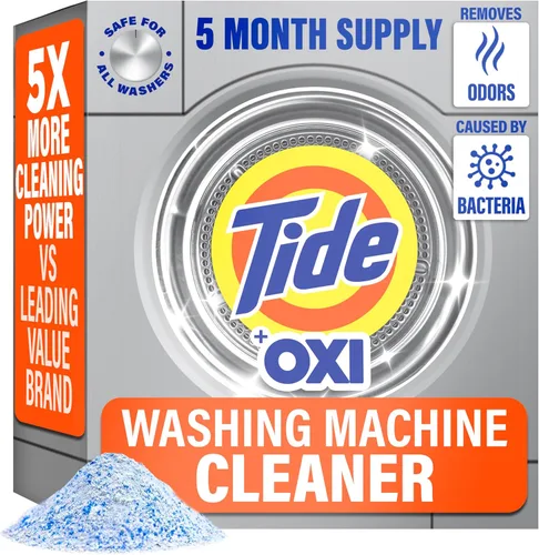 Limpiador de lavadora de Tide, limpiador de lavadora con Oxi para lavadoras de carga frontal y superior, eliminador de residuos y olores profundos,