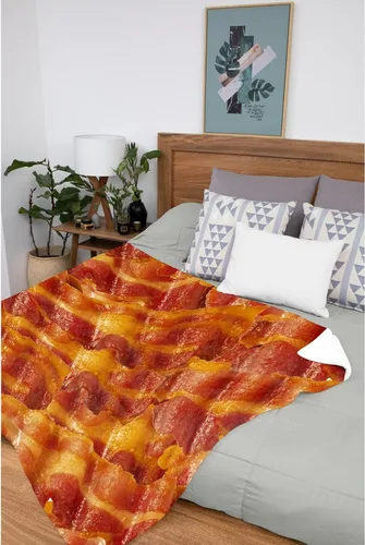 Miniatura 6 de Manta de Tiro de Tocino de Franela de Forro Polar Colcha de Aire Acondicionado Mejor Regalo Manta de Felpa Ligera y Acogedora para Sofá Silla