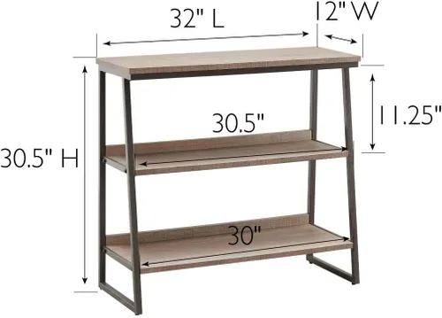 Miniatura 3 de Leick Home 70007-ROBLK - Estantería escalonada de metal y madera, roble aserrado/gris plomizo