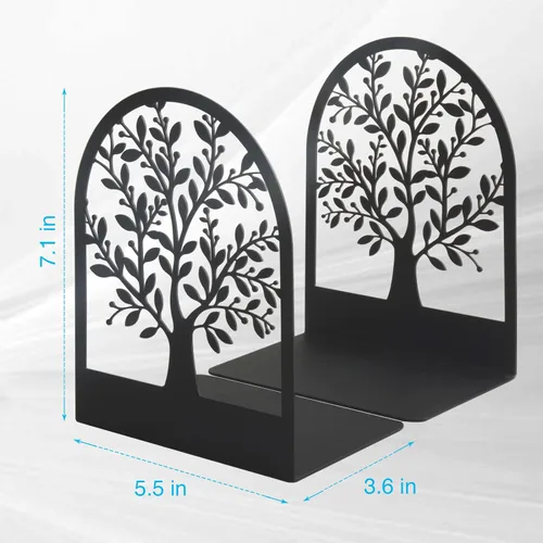 Miniatura 3 de Umikk Sujetalibros, Sujetalibros de Metal, Sujetalibros del Árbol de la Vida para Estantes, Sujetalibros Decorativos para el Hogar para Libros