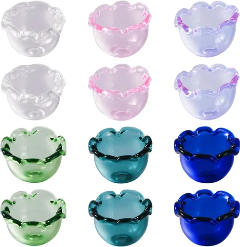 Miniatura 42 de FASHEWELRY 10 piezas Tapas de Flores de Vidrio Hechas a Mano Cuentas Florales de Cristal Transparentes en Forma de Trompeta Espaciadores de Flores a