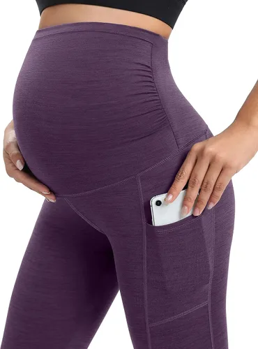 Miniatura 4 de IUGA Leggings de maternidad sobre el vientre, leggings de entrenamiento de maternidad con bolsillos, leggings de embarazo para mujer, ropa deportiva
