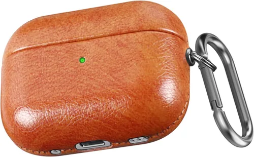 Miniatura 7 de BEWZI - Funda de piel para Airpods Pro de 2ª generación viene con 2 ganchos. Elegante funda protectora de cuero con textura fina compatible con Negro