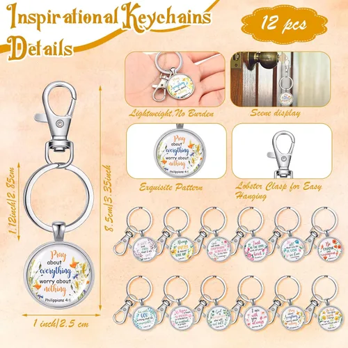 Miniatura 3 de 36 piezas de regalos cristianos para mujeres a granel, bolsas de maquillaje cristianas, llavero religioso, bolígrafos con versículos bíblicos, citas