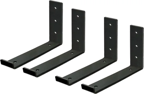 Miniatura 6 de Soportes de estante de 10 pulgadas para estantes, soportes de estante resistentes de hierro con gancho, soporte en J, soporte de estante de metal