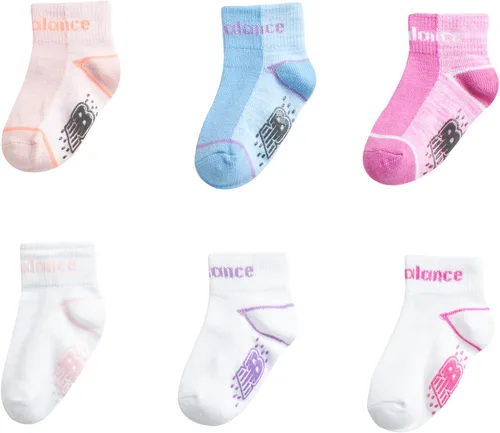 Miniatura 4 de New Balance Calcetines para bebé, paquete de 6 calcetines de corte de cuarto, calcetines antideslizantes (bebébebé)