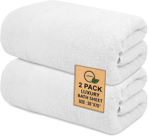 Miniatura 23 de Toallas de baño de lujo 100% algodón, paquete de 2 (35 x 70 pulgadas), súper suaves, de secado rápido y altamente absorbentes, para baño, hogar, spa