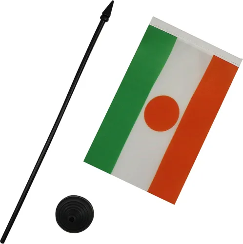 Miniatura 191 de AZ FLAG Sierra Leone Bandera de mesa 5'' x 8'' - Bandera de escritorio de Sierra Leona 21 x 14 cm - Bastón y base de plástico negro