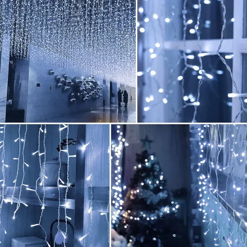 Miniatura 4 de Luces de cadena LED de carámbanos de 32.8 pies con 400 LED, 8 modos impermeables, luces navideñas de carámbanos para exteriores con función