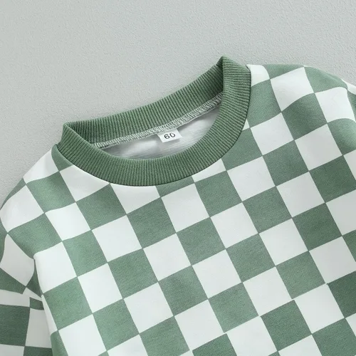 Miniatura 12 de Karuedoo Sudadera a cuadros para bebé niño y niña, mameluco de gran tamaño, manga larga, con burbujas, ropa neutra para otoño