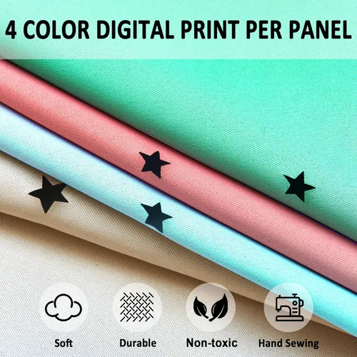 Miniatura 8 de Cortinas Opacas con Corte de Estrella Arcoíris para Dormitorio de Niñas - Doble Capa con Ojales Superiores para Sala de Estar, 2 Paneles