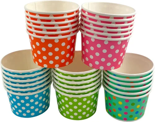 Miniatura 6 de MMvolesy Vasos de papel rosa de 12 onzas para helado, cuencos desechables de colores para postres para alimentos fríos y calientes, sopas, helados