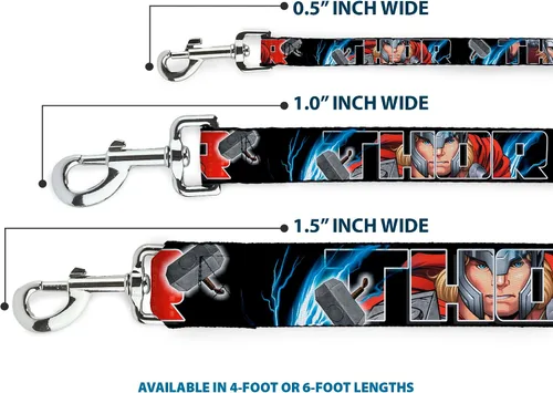 Miniatura 3 de Buckle-Down Correa para mascotas - THOR Poses/Martillo - 6 pies de largo - 1" de ancho