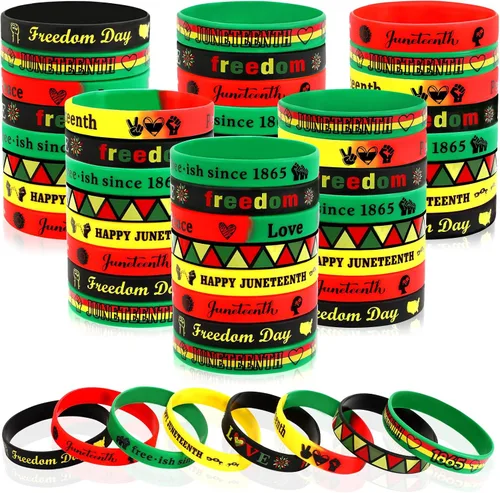 Miniatura 16 de JUNEBRUSHS 64 piezas de pulseras de silicona para fiesta del 100º día de escuela