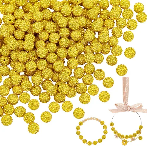 Miniatura 8 de Pandahall - Bolas de arcilla de 10 mm, tipo discoteca con 100 unidades, cuentas de polímero de arcilla con diamantes de imitación, creaciones Azul