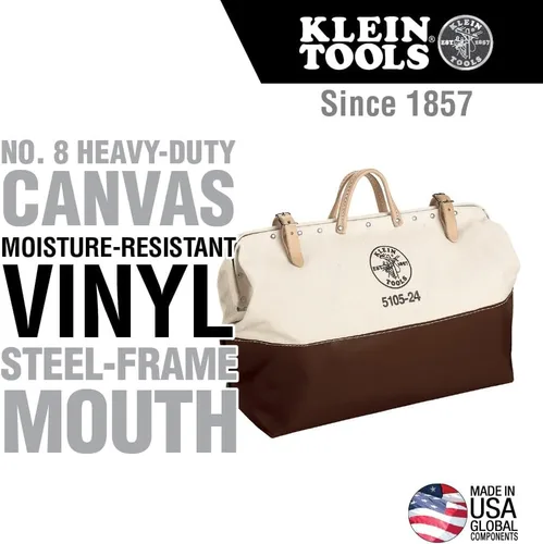 Miniatura 2 de Klein Tools 5105-24 - Bolsa de herramientas de lona resistente con parte inferior de vinilo resistente a la humedad y marco de acero para uso