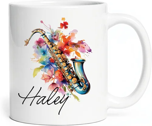 Miniatura 18 de Taza personalizada para músico 2023, taza de violín personalizada con nombre, violín y notas musicales, taza de cerámica de 11 oz y 15 onzas, taza