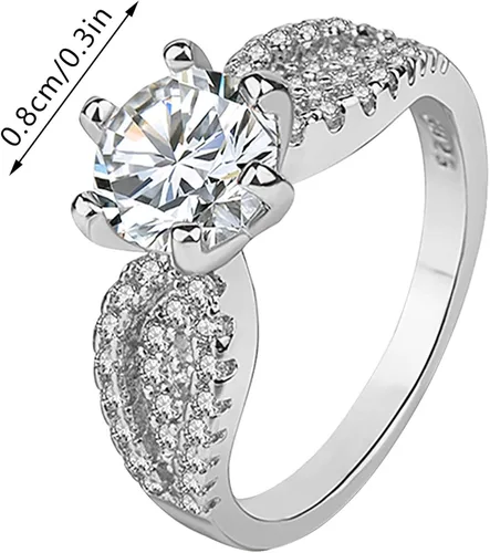 Miniatura 7 de Anillo de plata de diamante de lujo, anillo de compromiso, anillo de boda, anillo de circonita, joyería para tu princesa