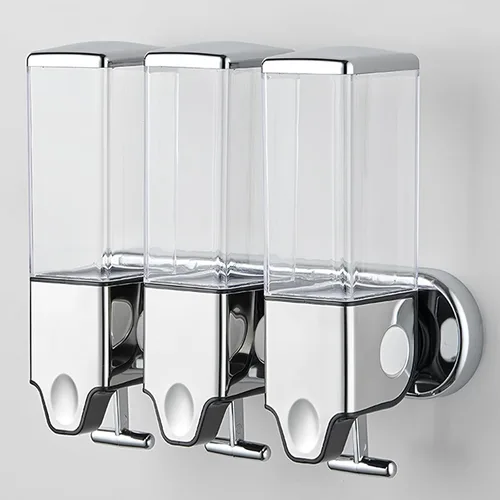 Miniatura 5 de Dispensador de jabón montado en la pared sin taladro Paquete de 3 de 500ml para baño y cocina, dispensador de champú y acondicionador sin taladro