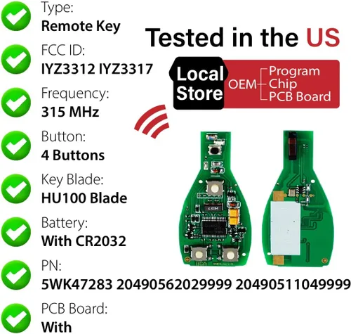 Miniatura 4 de Repuesto para Mercedes Benz 1997-2016 All C CL E G GL ML R S Class Key Fob Control remoto IYZ3312 IYZ3317 315MHz 4 botones, negro