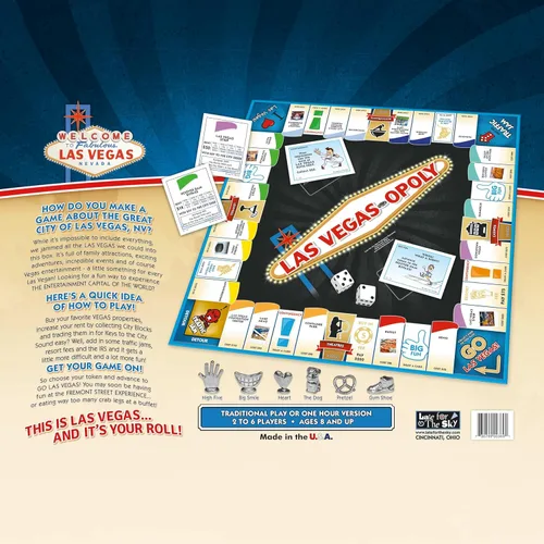 Miniatura 5 de Late for The Sky Las Vegas-Opoly Property - Juego de mesa de intercambio de propiedades - Juego de fiesta familiar con temática de Las Vegas