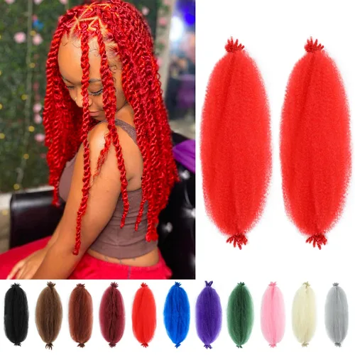 Miniatura 12 de Cabello afro trenzado elástico color marrón claro de 16 pulgadas, paquete de 3 T27, cabello afro preesponjado y trenzado elástico, cabello afro