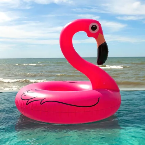 Miniatura 2 de GiftExpress Flotador inflable de flamenco de 48 pulgadas, juguetes de fiesta de natación, divertidos flotadores de playa, tumbona Lilo de verano