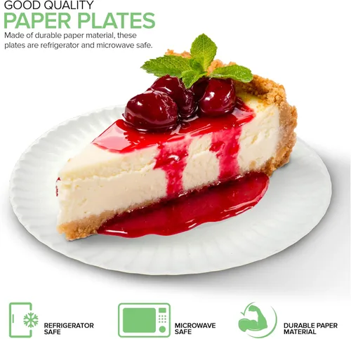 Miniatura 4 de Stock Your Home Platos de papel de 6 pulgadas sin recubrimiento, platos de postre desechables para todos los días, plato de papel de 6 pulgadas, a