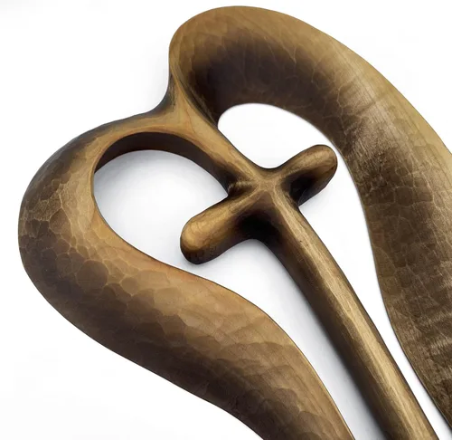 Miniatura 9 de Cruz de mano de madera, cruz de madera hecha a mano, cruz de diseño de corazón, cruz tallada en madera, cruces decorativas para pared grande y Negro