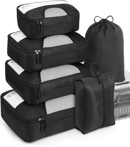 Veken - Juego de 6 cubos de embalaje para maletas, bolsas organizadoras de viaje para equipaje de mano, juego de bolsas organizadoras de maleta para