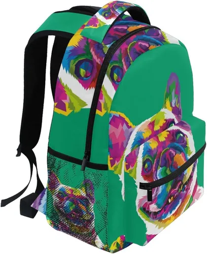 Miniatura 2 de Mochila escolar Bulldog Francés Adolescentes Niñas Niños Bolsa de viaje