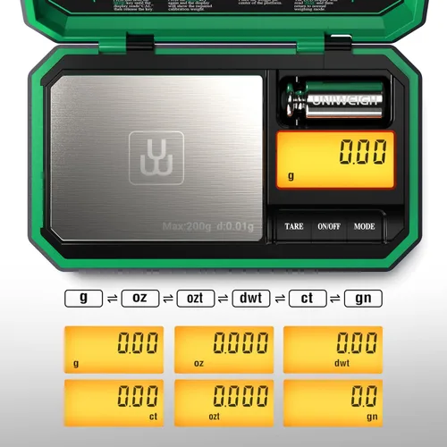 Miniatura 2 de UNIWEIGH - Báscula digital de bolsillo de precisión 200 g/0.01 g, báscula digital de gramos y onzas, mini báscula de joyería, báscula de monedas