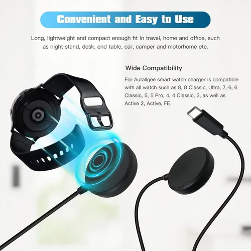 Miniatura 4 de Base de carga rápida USB C para Samsung Galaxy Watch, compatible con reloj 8/8 Classic/Ultra/7/6/6 Classic/5/5 Pro/4/4 Classic/3/Active/FE