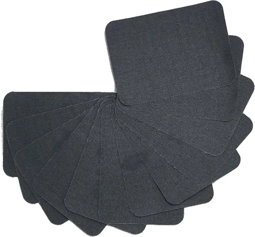 Miniatura 8 de Harsgs 12 piezas de parches de hierro para tela con adhesivo fuerte por dentro y por fuera 100% algodón para reparación y decoración de ropa y Negro