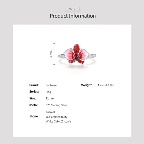 Miniatura 4 de Santuzza Anillo de plata de ley 925 con diseño de flores esmaltadas para mujer