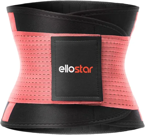 Miniatura 4 de ellostar Entrenador de cintura para mujer: banda de sudor para grasa del vientre, control de abdomen, soporte de espalda, faja moldeadora de Rosa