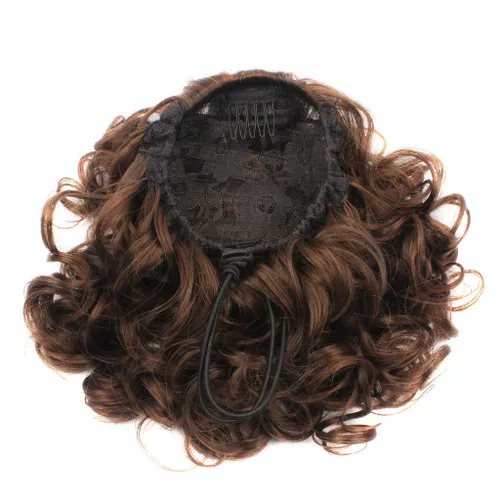 Miniatura 5 de Postizo de cabello sintético rizado, medida media y larga, de Weken, Marrón claro