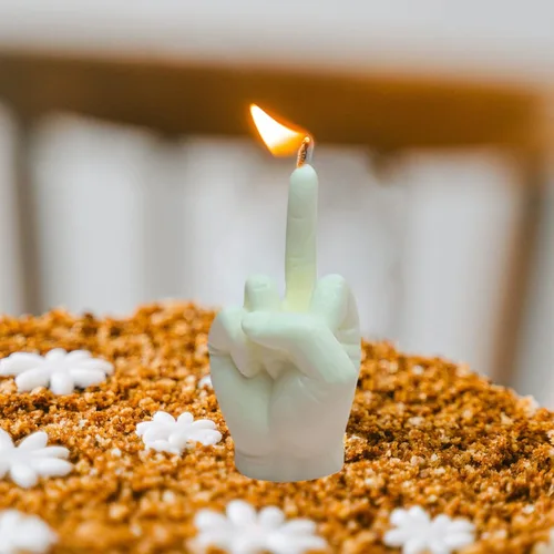 Miniatura 5 de Molde de silicona en forma de mano 3D, molde de vela gestual de 3.7 pulgadas, molde de fundición de resina en forma de dedo medio para hacer velas