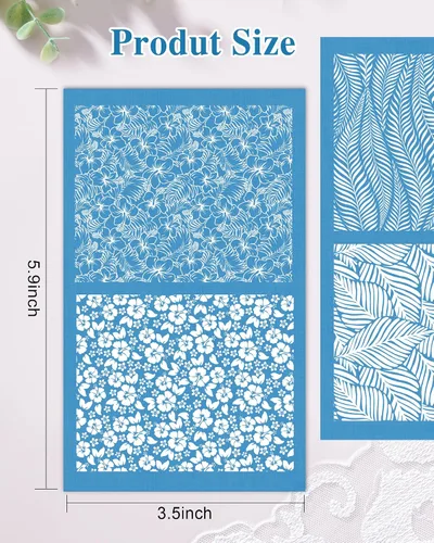 Miniatura 2 de Puocaon Pantalla de seda de arcilla botánica, 6 plantillas de pantalla de seda reutilizables para plantas para fabricación de joyas de arcilla