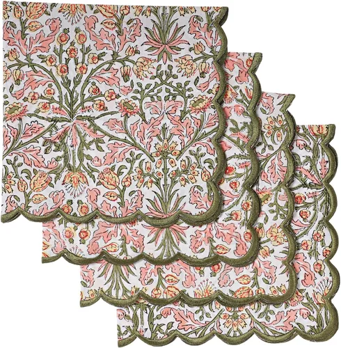 Miniatura 32 de Ridhi Juego de 4 servilletas bordadas reutilizables de algodón para bodas, fiestas, regalo diario para primavera, Pascua, San Valentín
