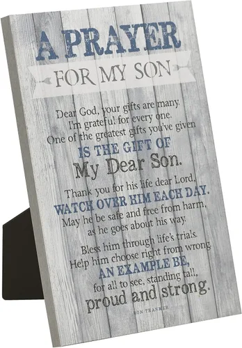 Miniatura 6 de DEXSA Placa de madera con texto en inglés "Son Praying", fabricada en los Estados Unidos, 6 x 9 pulgadas, marco vertical para decoración de pared