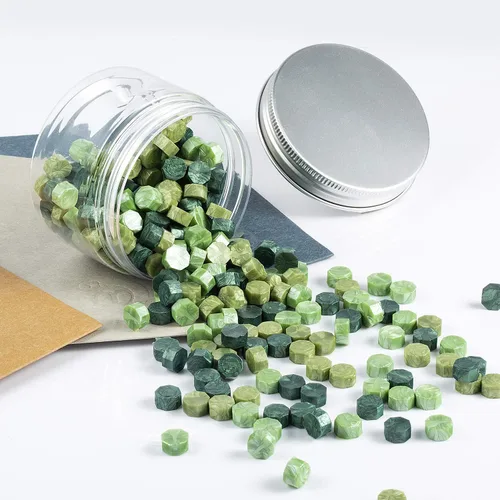 Miniatura 3 de Mceal 200 piezas de perlas de cera de sellado mezcla verde tres