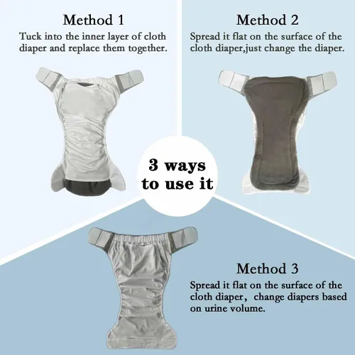 Miniatura 2 de Paquete de 2 pañales de tela para adultos con 4 insertos de pañales, lavables, reutilizables, para adultos, pañales de protección contra Gris L